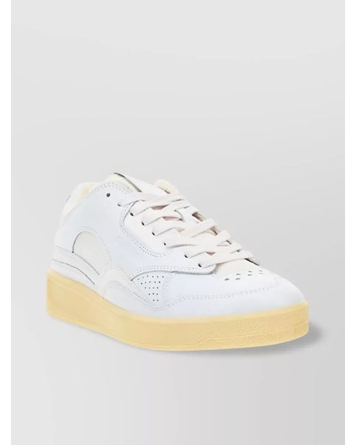 Jil Sander White Leather Low-Top Sneakers