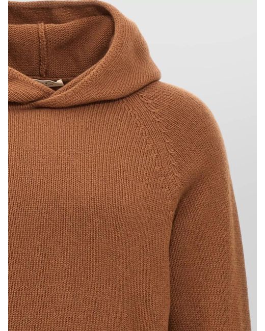 Ma'ry'ya Brown Wool Sweater Hooded Raglan Sleeves for men