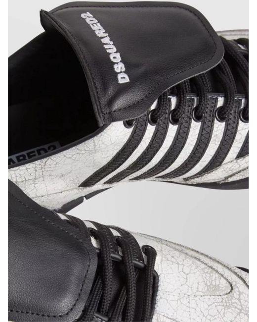 DSquared² Metallic Leather Lace-Up Low-Top Sneakers for men