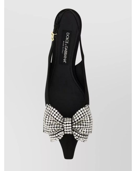 Dolce & Gabbana Multicolor Satin Rhinestone-Embellished Slingback Pumps