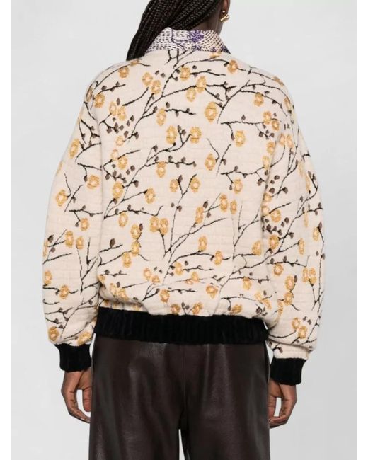 Forte_forte Natural Jacquard Bomber Jacket High Neck Floral