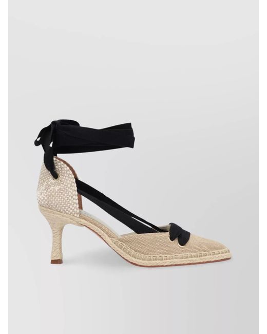 Castaner Black Canvas Ankle-Lace Espadrille Pumps