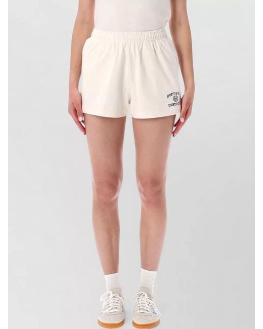 Sporty & Rich White Collegiate Cotton Lounge Shorts Mid Length