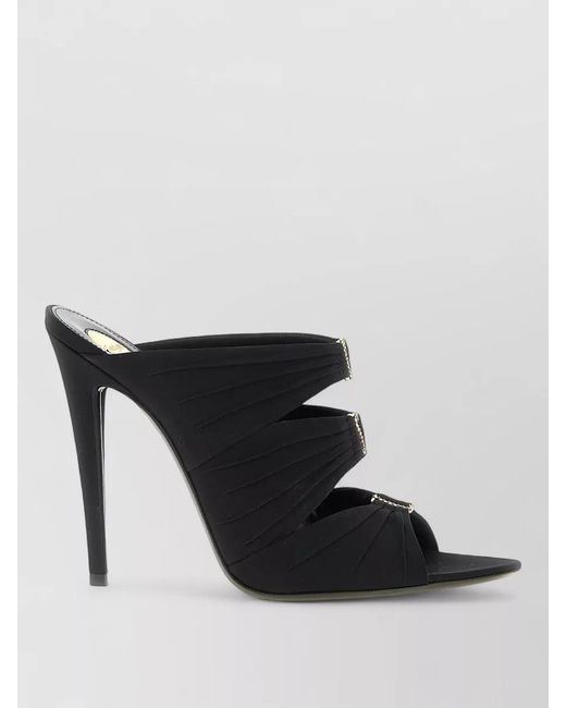 Saint Laurent Black Emilie Mules Open Toe Stiletto Heel