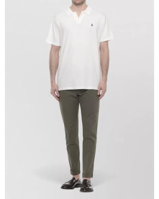Ralph Lauren White Long Sleeve Polo Shirt Cotton Linen for men