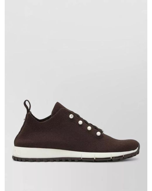 Jimmy Choo Purple Knit Sneakers Rubber Sole Pull Tab Design