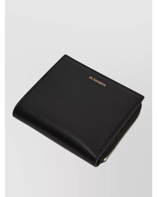 Jil Sander Black Compact Leather Wallet And Cardholder for men