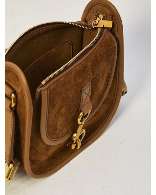 Burberry Brown B Clip Mini Suede Crossbody Bag