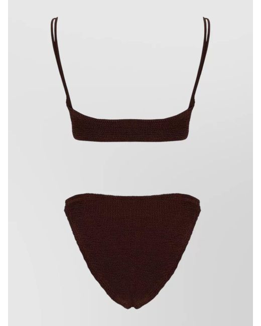 Hunza G Brown Textured Bikini Bottom Double Straps
