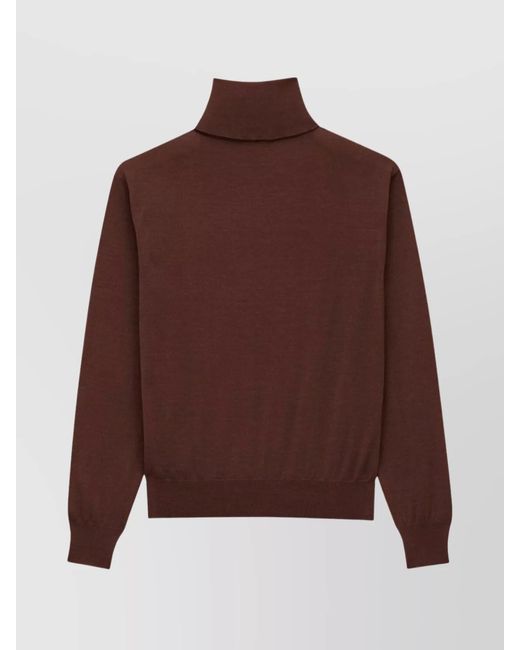 Saint Laurent Brown Cashmere Wool Silk Turtleneck Jumper