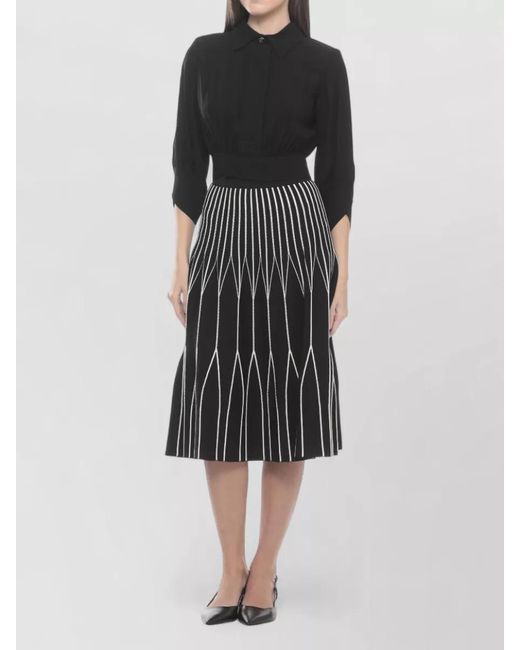 Elisabetta Franchi Multicolor High Waisted A Line Geometric Midi Skirt