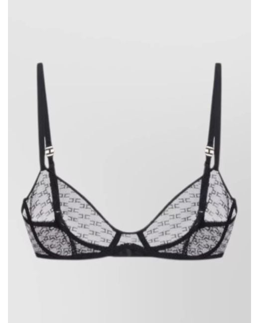 Elisabetta Franchi Gray Sheer Bra Adjustable Straps Lingerie Piece