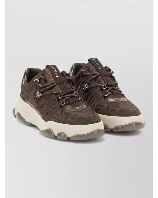 Pinko Brown Sneakers Slip On Breathable Suede Upper