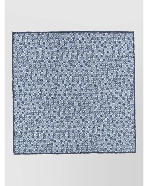 Brunello Cucinelli Blue Geometric Silk Pocket Square Clutch for men