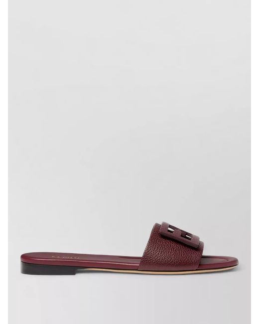 Fendi Brown Baguette Wide Band Open Toe Slides
