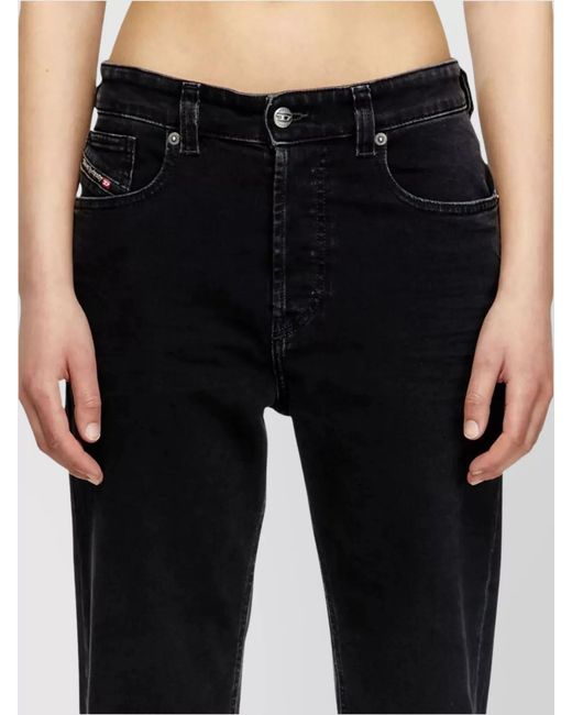 DIESEL Blue Cotton Low-Rise Straight-Leg Jeans
