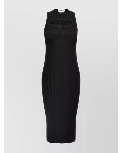 McQueen Black Ribbed Midi Dress