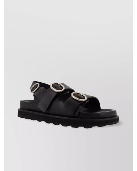 Jil Sander Black Leather Sandals for men