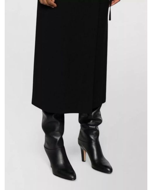 DUNST Black High Waist Midi Wrap Skirt Tie Detail