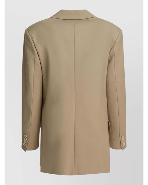 Max Mara Natural Double Breasted Jacket Buttoned Cuffs Lapels