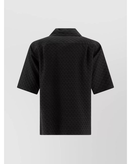 McQueen Black Viscose Camp Collar Skull Print Shirt for men