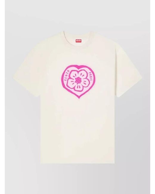 KENZO Pink Cotton Loose-Fit Printed T-Shirt