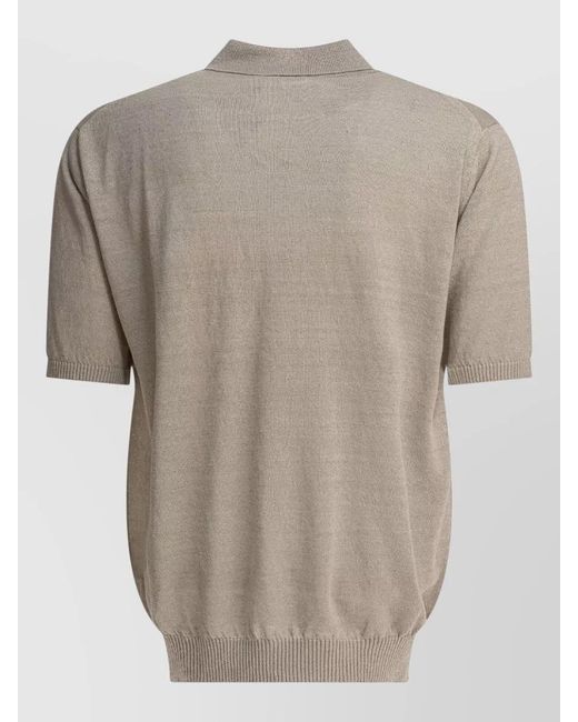 Beams Plus Natural Hemp Polo Shirt Ribbed Collar Hem for men