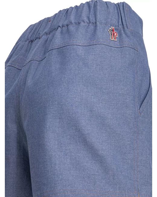 Moncler Blue Cotton Tailored Shorts