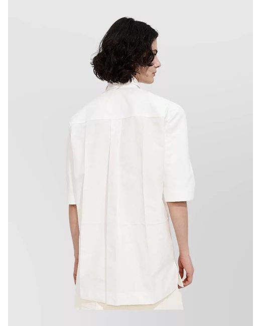 Bottega Veneta White Cotton Shirt Short Sleeves Relaxed Cut