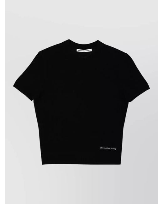 Alexander Wang Black Knit T Shirt Logo Crew Neck