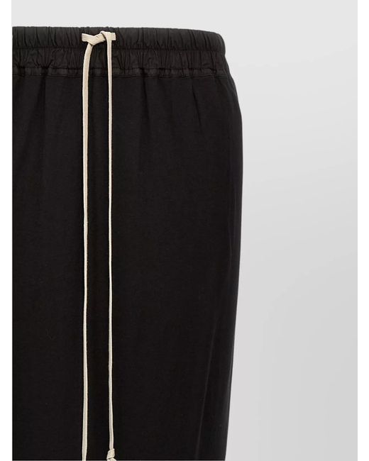 Rick Owens Black Cotton Midi Straight Skirt