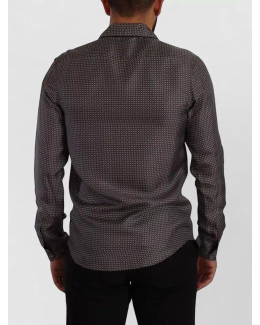 Dolce & Gabbana Gray Silk Printed Long-Sleeve Shirt for men