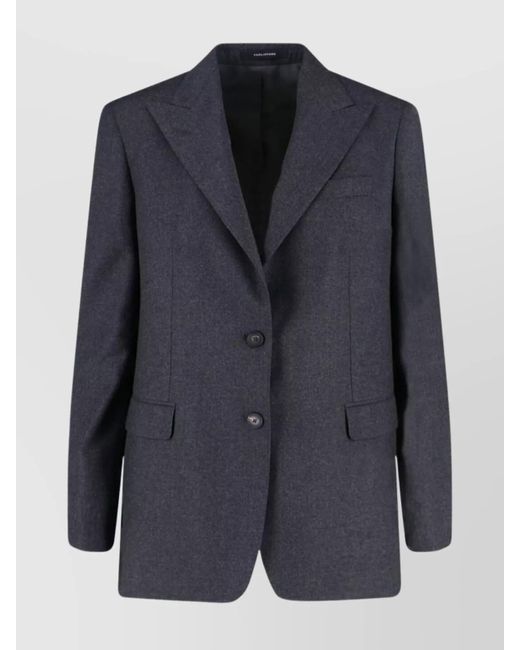 Tagliatore Blue Tailored Blazer With Front Pockets And Vent