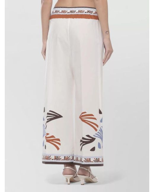 Herno White Printed Wide-Leg Trousers