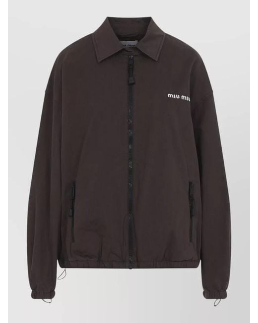 Miu Miu Black Cotton Blouson Relaxed Silhouette Utility Design