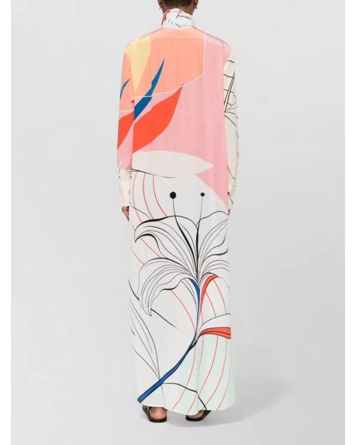 F.R.S For Restless Sleepers White Silk Dress Abstract Print High Neckline Scarf