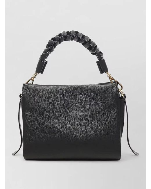 Coccinelle Black Shoulder Bag Adjustable Strap Braided Handle
