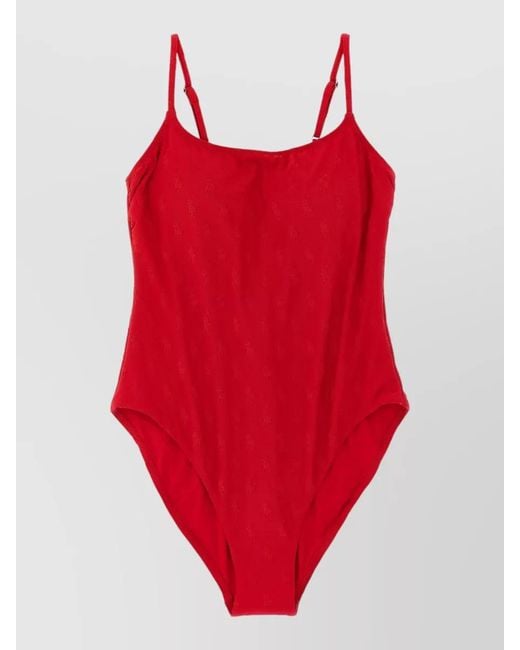 Polo Ralph Lauren Red Kennedy Scoop Neckline One Piece Swimsuit