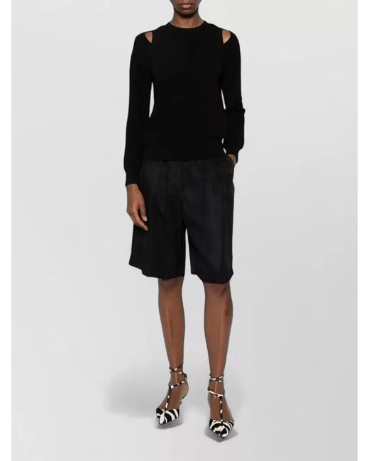 Elisabetta Franchi Black Knit Sweatshirt Crew Neck Shoulder Cutouts