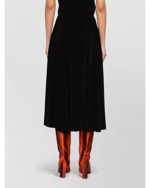 Norma Kamali Black High Waist Midi Skirt Pleated Design
