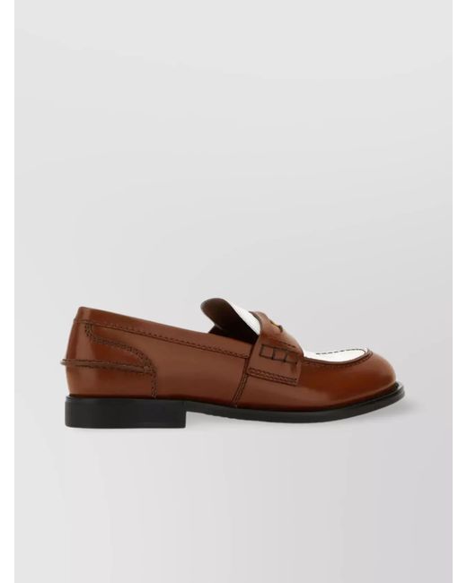 Miu Miu Brown Calf Leather Two-Tone Loafers