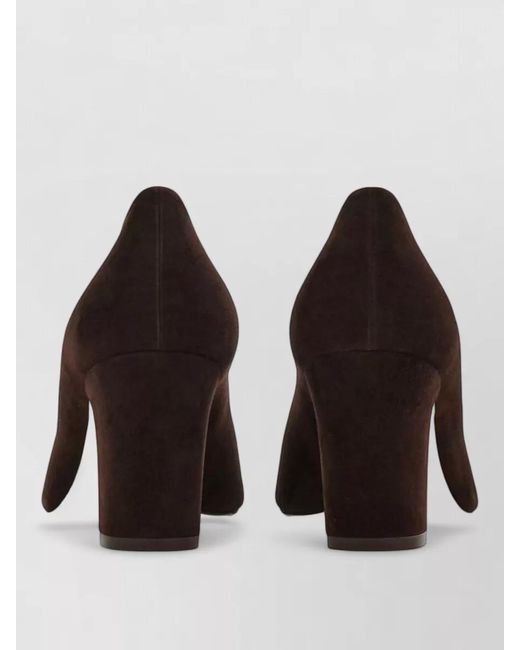 Ferragamo Brown Leather Pumps Mid Heel Round Toe Strap