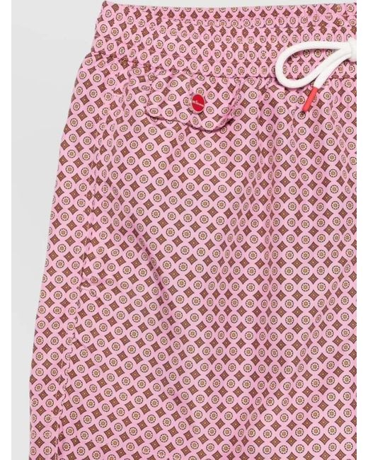 Kiton Pink Geometric Print Swim Shorts for men