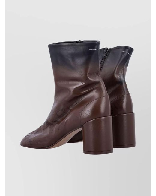 MM6 by Maison Margiela Brown Leather Ankle Boots