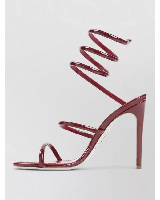 Rene Caovilla Pink Spiral Strap Stiletto Heel Open Toe Pumps