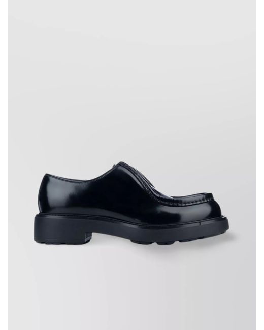 Prada Blue Round Toe Chunky Sole Glossy Finish Loafers for men