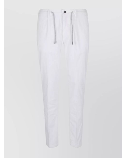Eleventy White Cotton Straight-Leg Trousers for men
