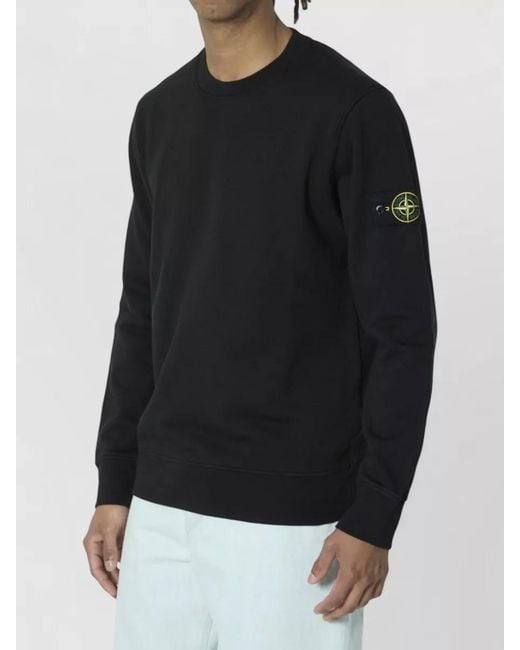 Stone Island Black Organic Cotton Nylon Blend Crew Sweater for men