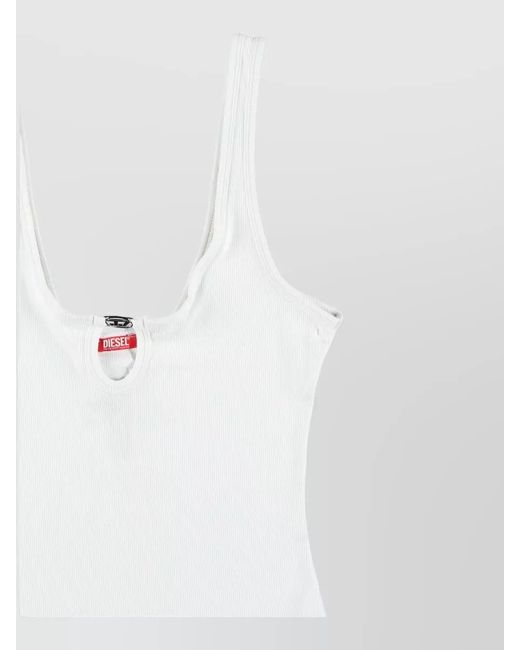 DIESEL White Ribbed Sleeveless Bodysuit