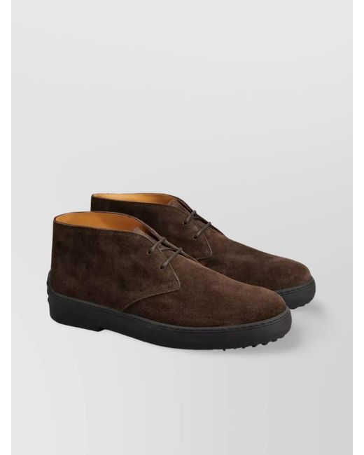 Tod's Brown Suede Leather Ankle Boots for men